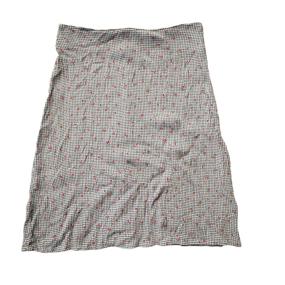 Brandy Melville Women’s Mini Skirt Plaid Floral Blue Italy - Picture 1 of 8